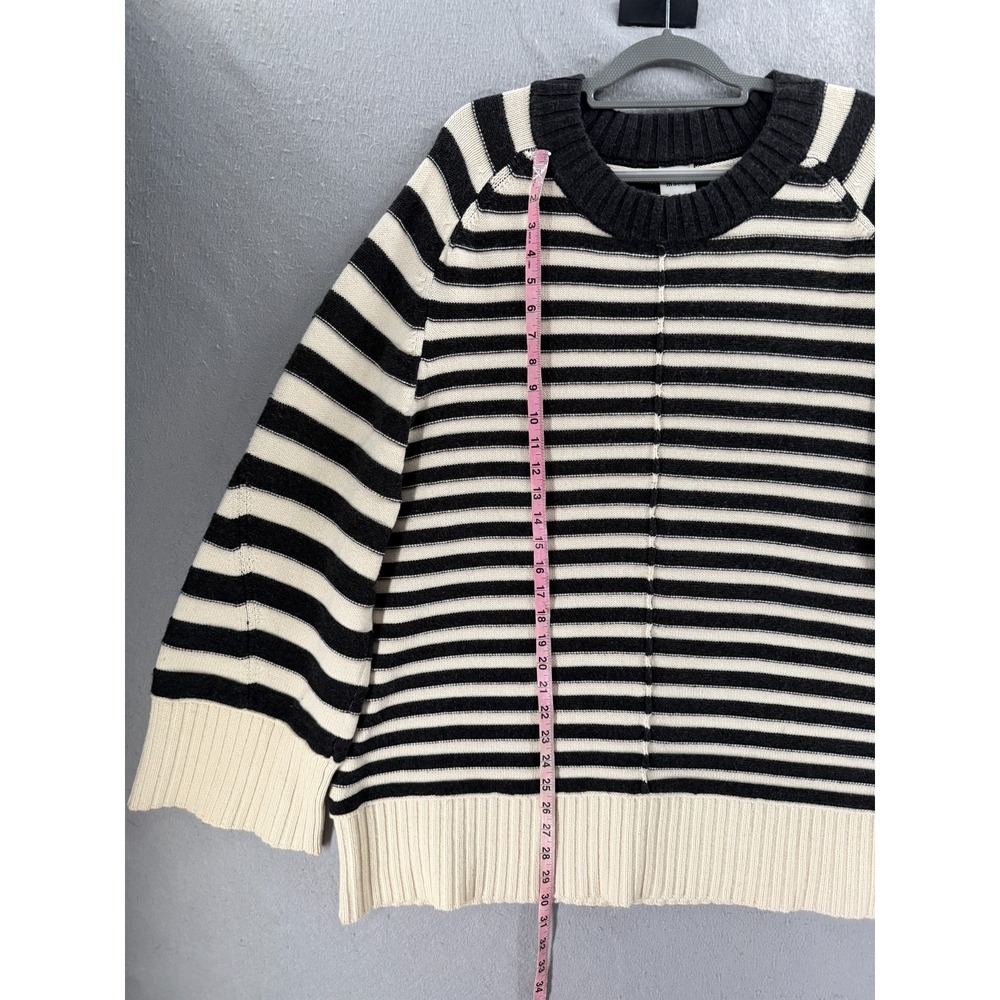 Anthropologie Maeve Chandler Sweater Womens XL Black Cream Boxy Minimalist Chic - Picture 4 of 14